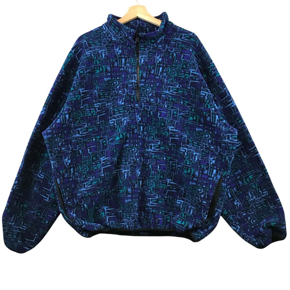 Vintage Hidden Bay Polartec 1/2 zip Sweater Blue Men's Size XL Geometric